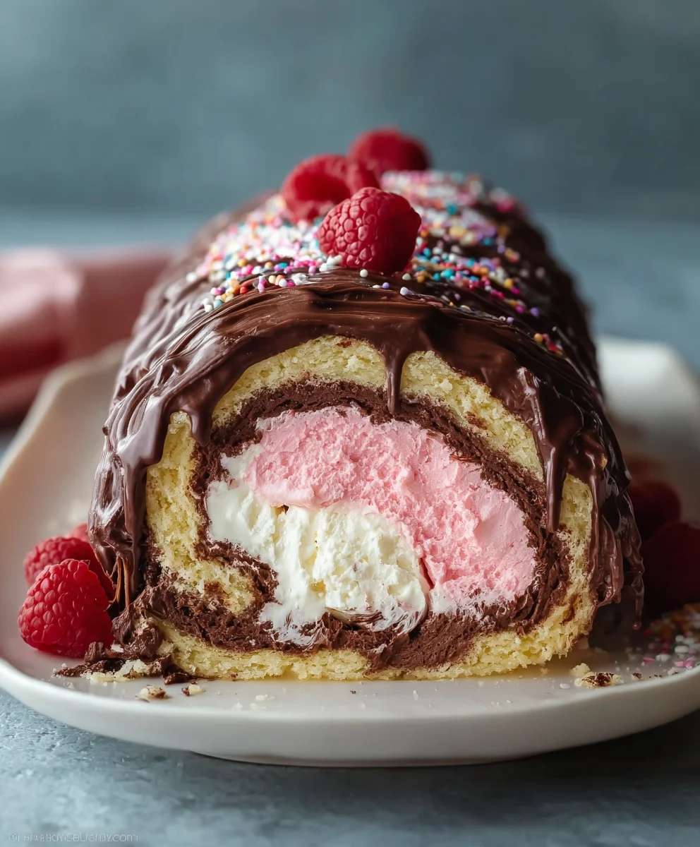 Neapolitan Millionaire Cake Roll - Easy Homemade Treat