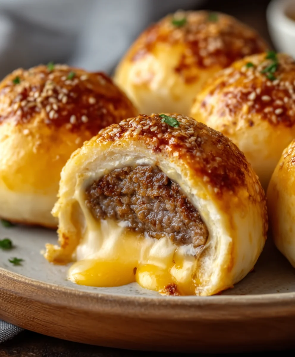 Garlic Parmesan Cheeseburger Bombs- Easy Appetizer