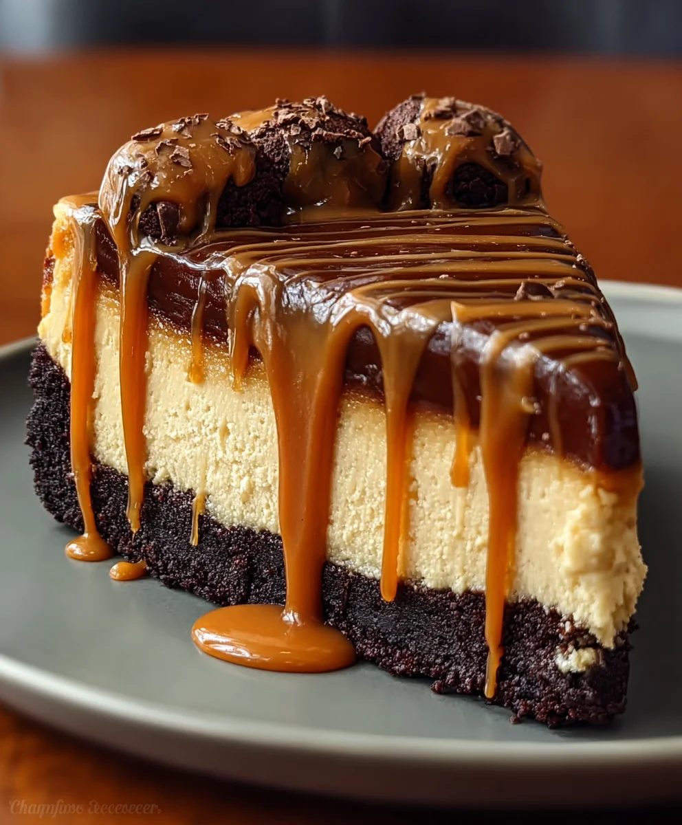 Caramel Brownie Cheesecake-Decadent Dessert