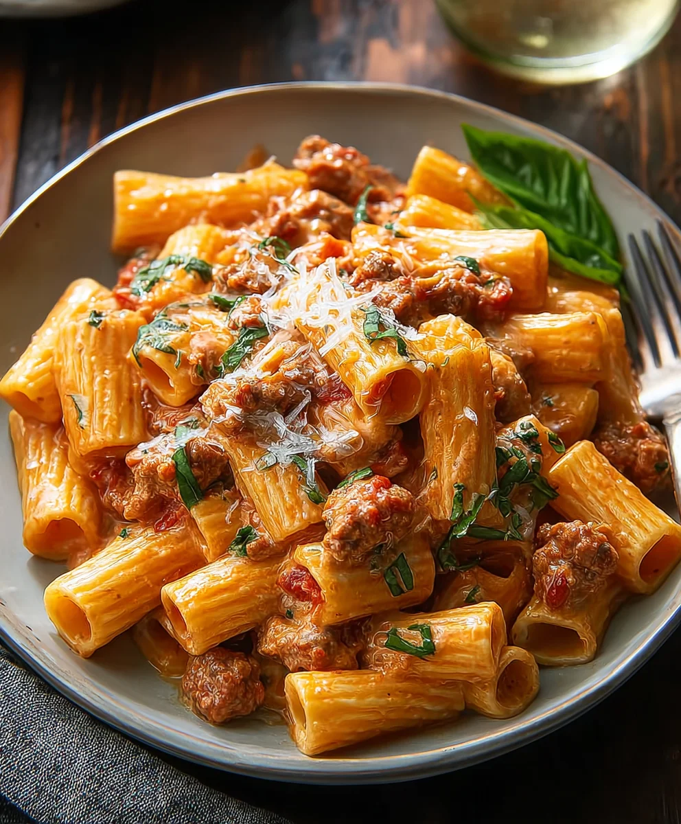 Creamy Beef Sausage Rigatoni - Easy Weeknight Dinner