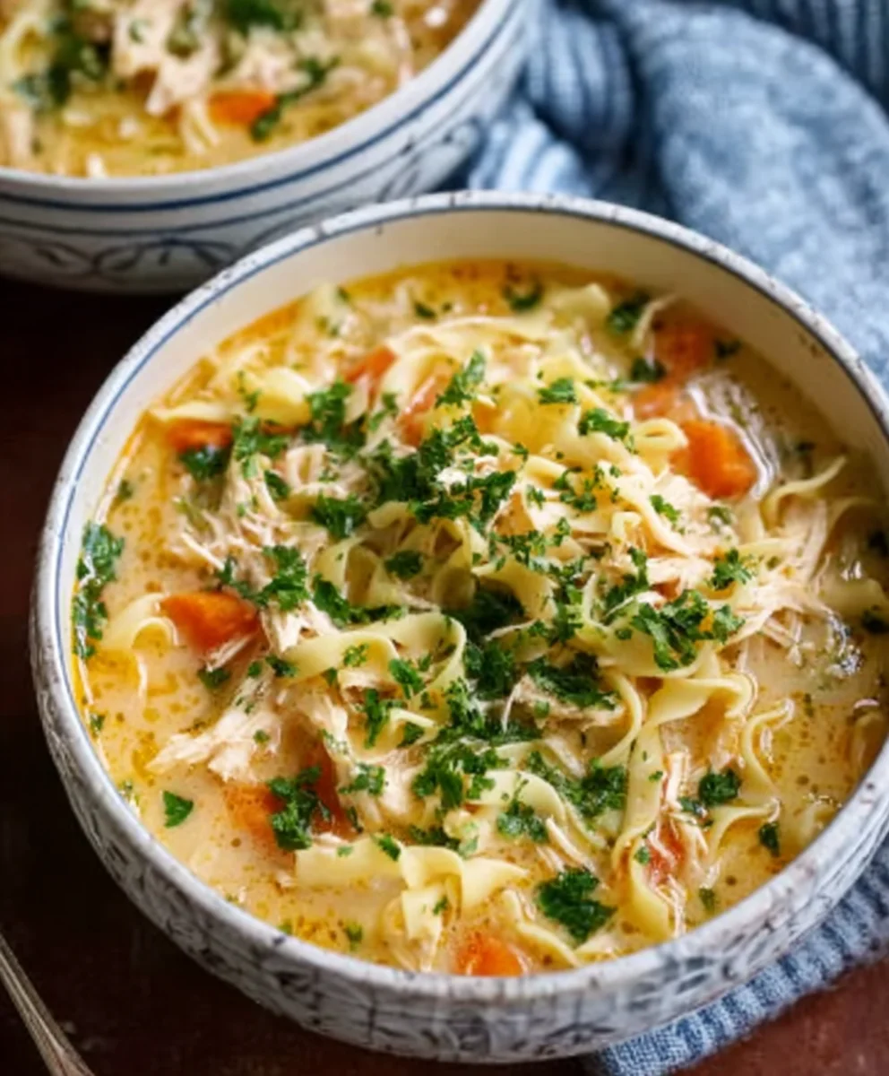 Creamy Crack Chicken Noodle Soup-Ultimate Comfort Food
