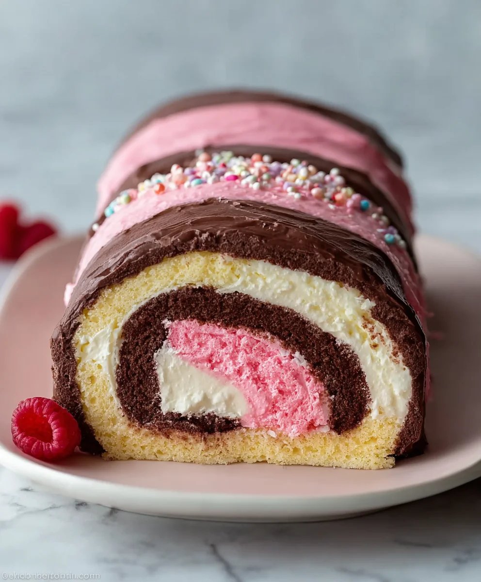 Neapolitan Millionaire Roll Cake Recipe-Decadent Homemade Treat