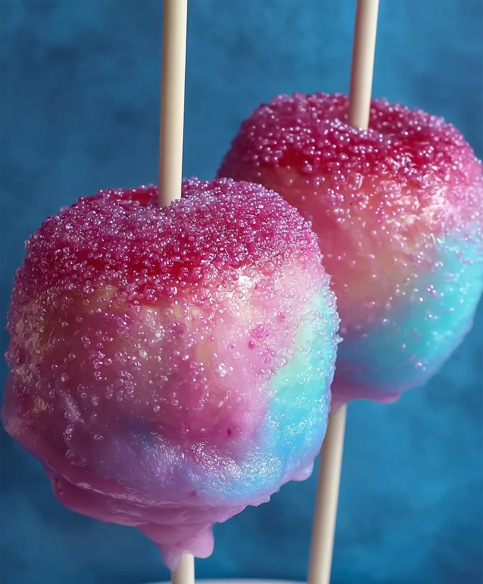 Colorful Candy Apples With Cotton Candy Fun
