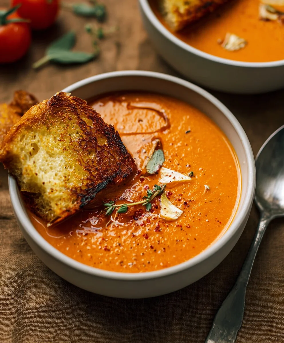 Creamy Roasted Garlic Tomato Soup-Easy & Delicious