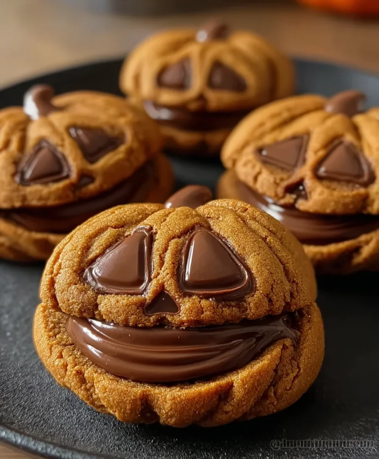 Milk Chocolate Stuffed Jack-o-lantern Cookies