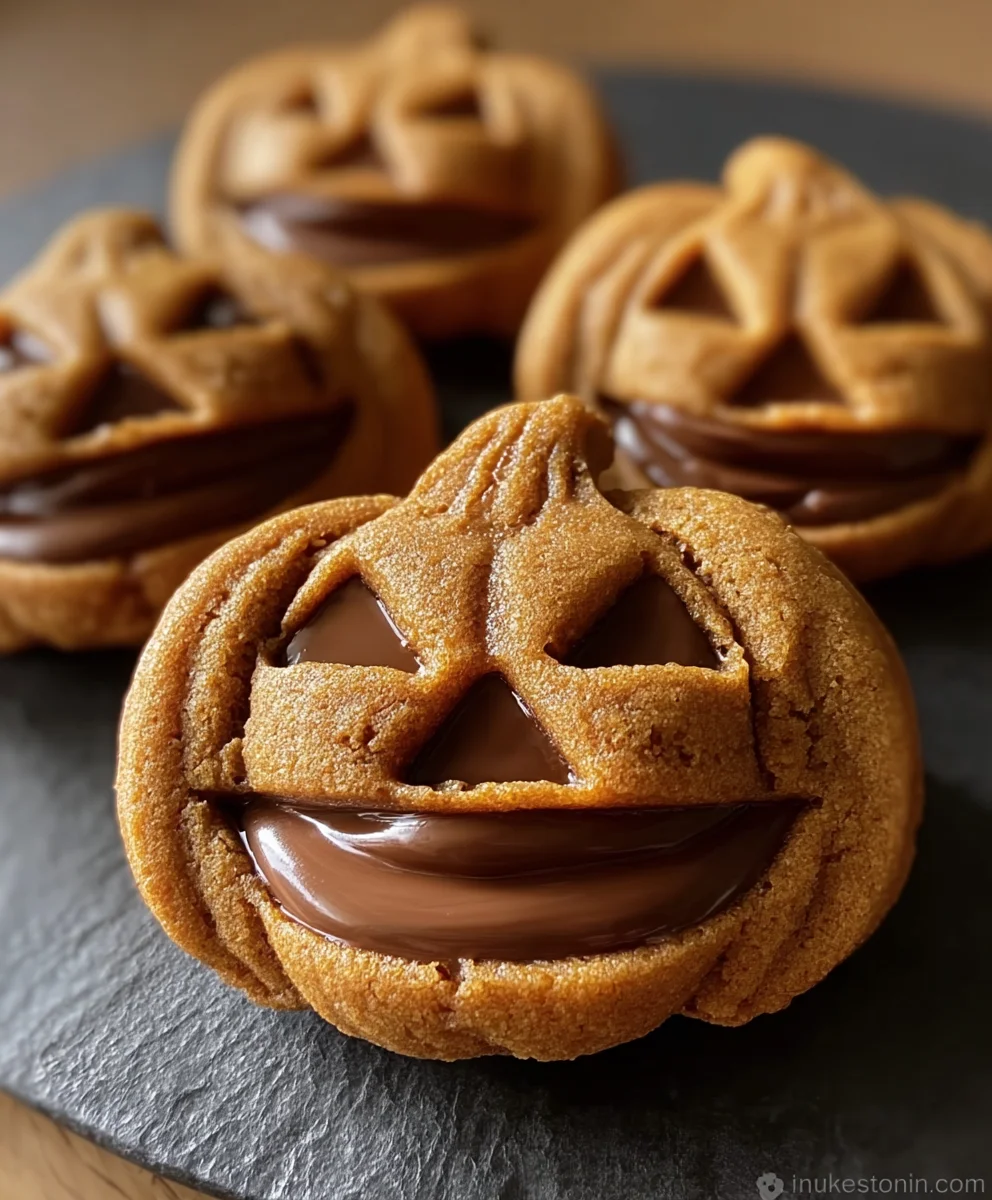 Milk Chocolate Stuffed Jack-o-lantern Cookies