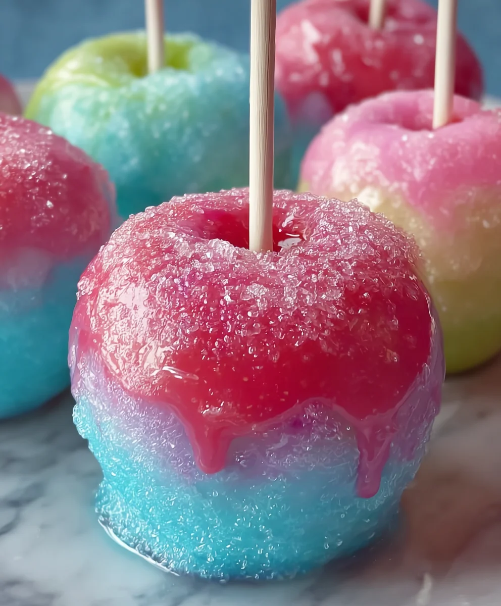 Colorful Candy Apples With Cotton Candy Fun