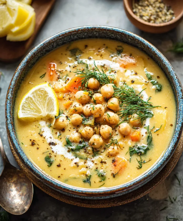 Lemony Greek Chickpea Soup-Flavorful & Easy Recipe