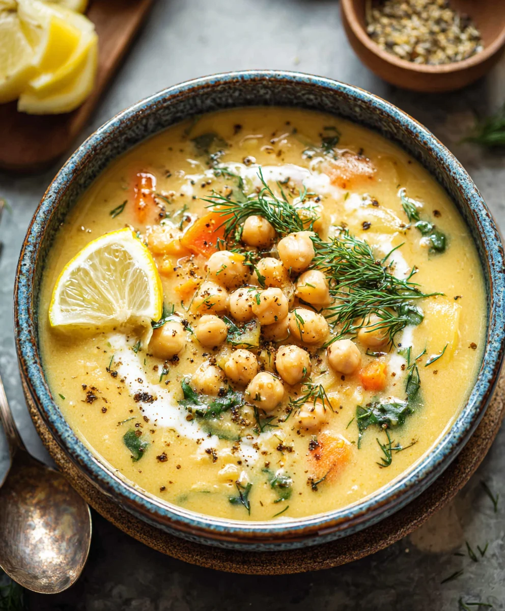 Lemony Greek Chickpea Soup-Flavorful & Easy Recipe