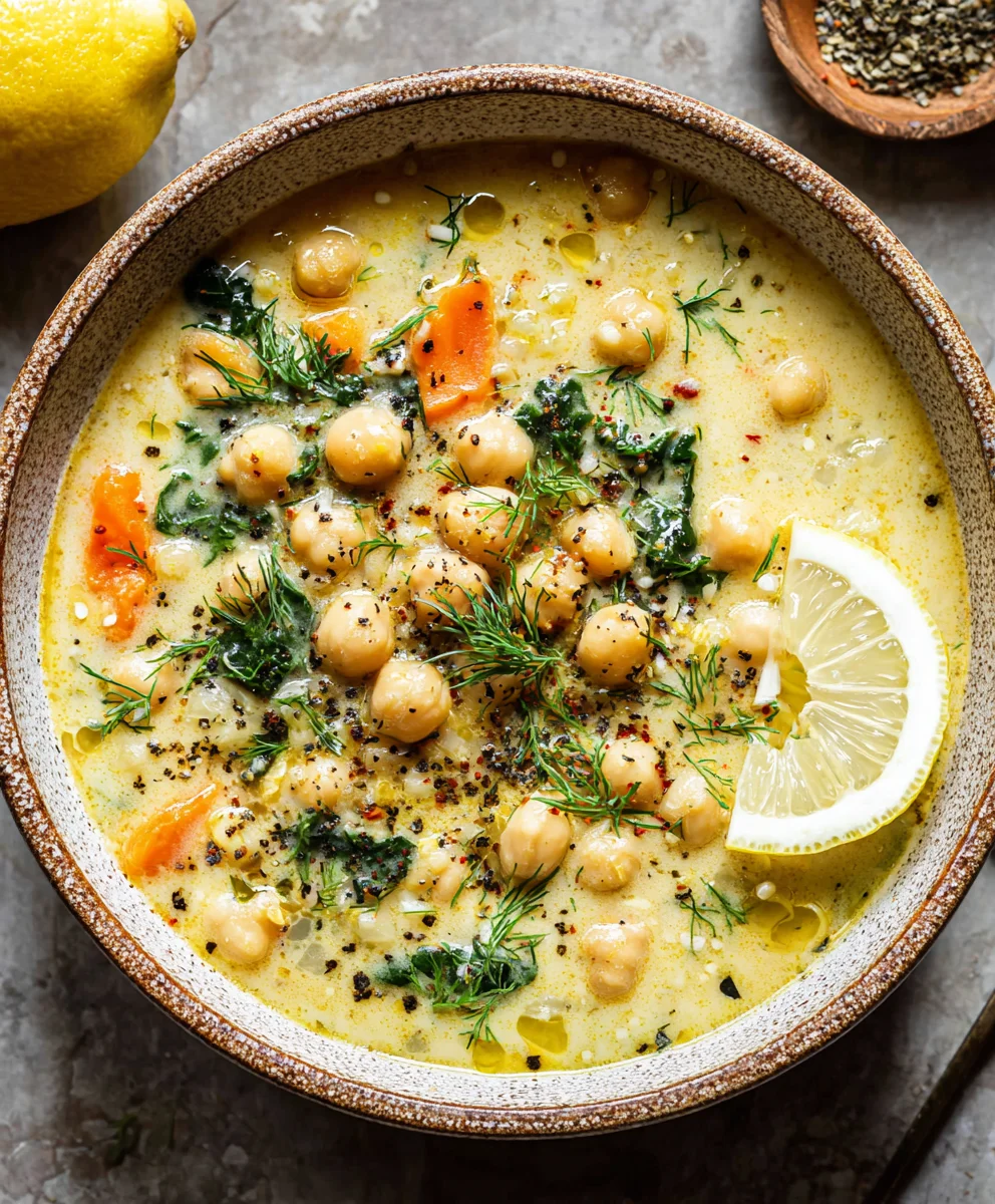 Lemony Greek Chickpea Soup-Flavorful & Easy Recipe