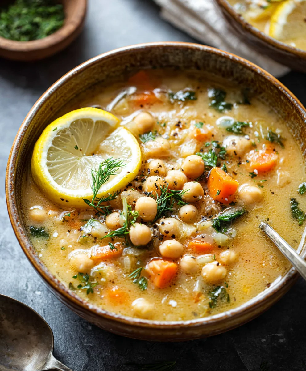 Lemony Greek Chickpea Soup - Easy Comfort Food