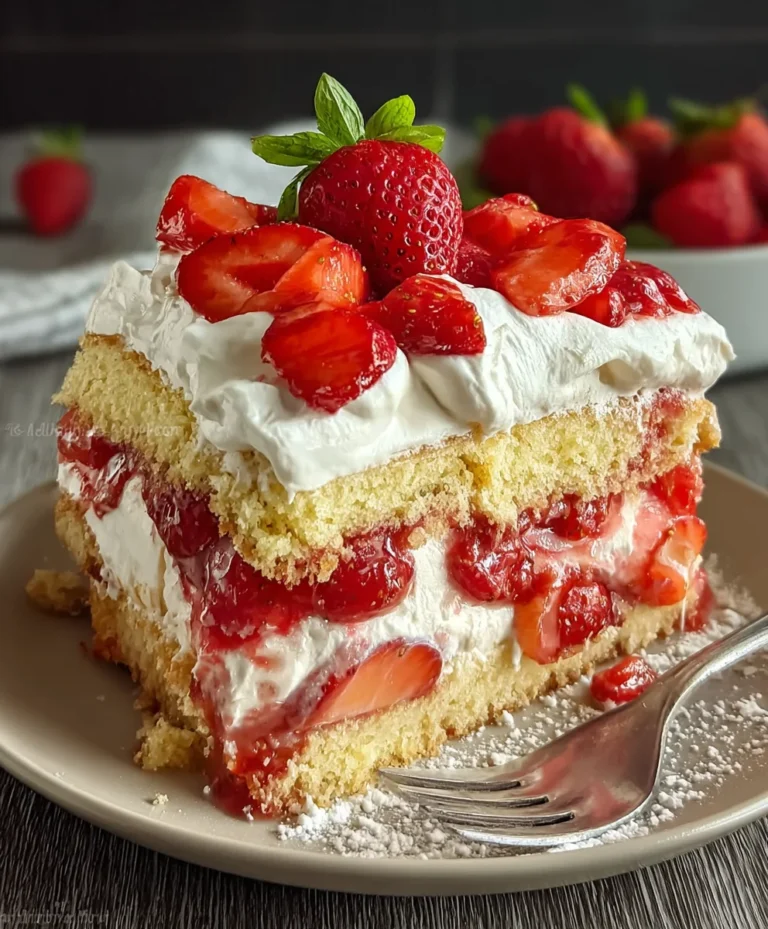 Strawberry Banana Shortcake Pudding Cake Hybrid