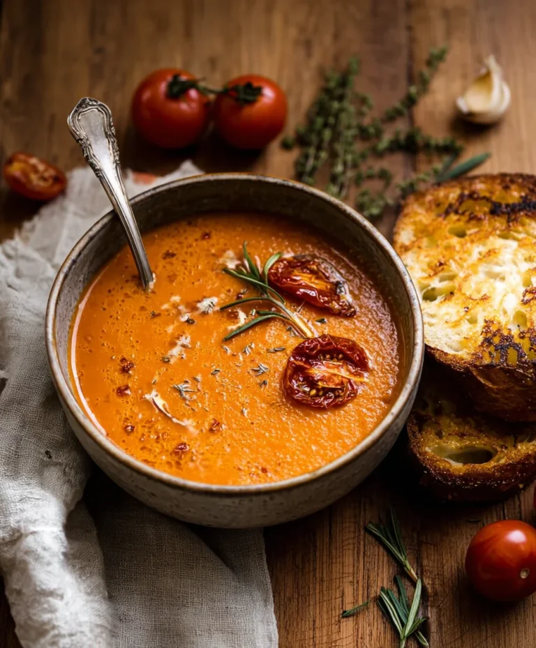 Creamy Roasted Garlic Tomato Soup-Easy & Delicious