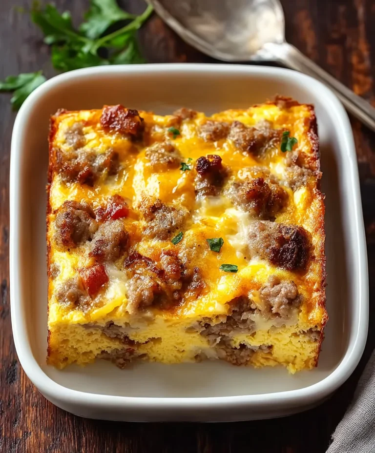 Easy Beef Sausage Egg Casserole-Quick Brunch Bake