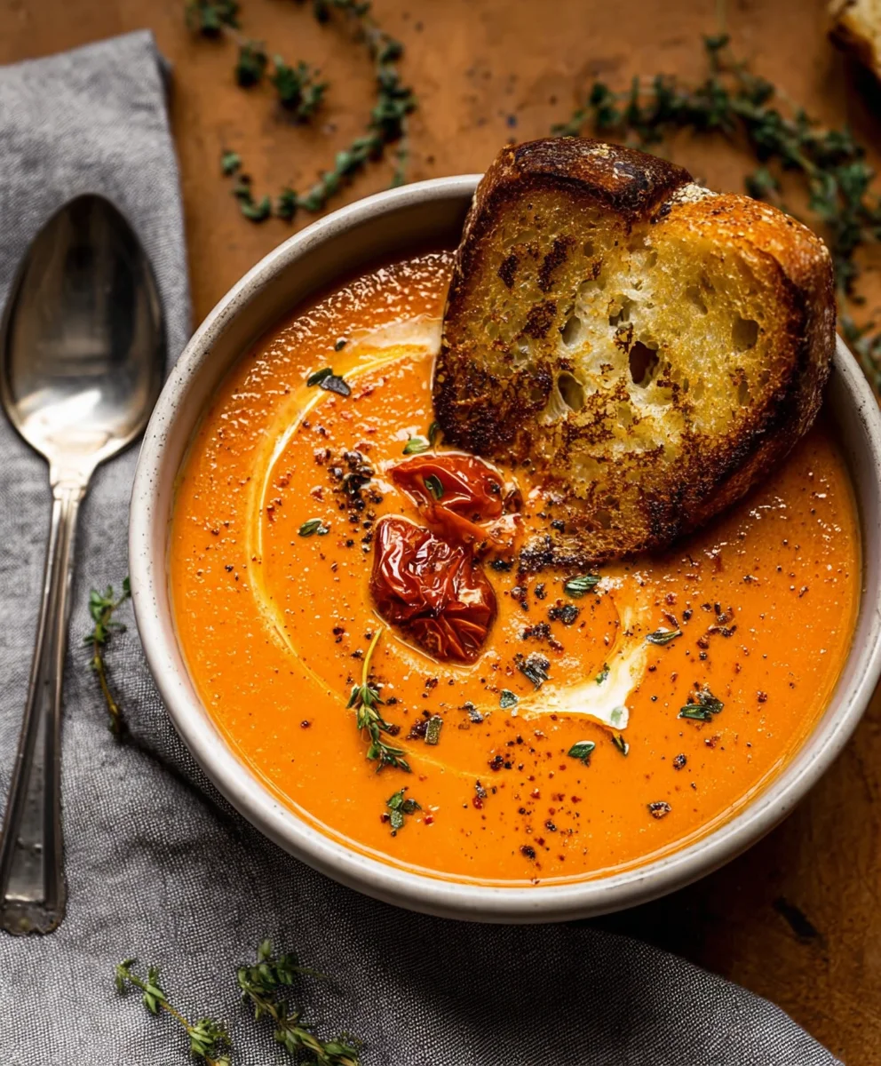 Creamy Roasted Garlic Tomato Soup Recipe