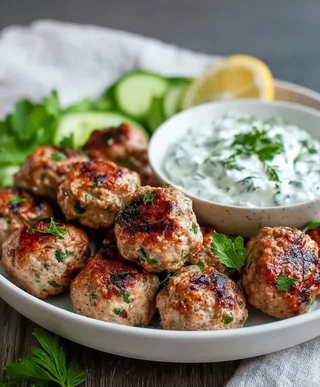 Greek Turkey Meatballs with Tzatziki