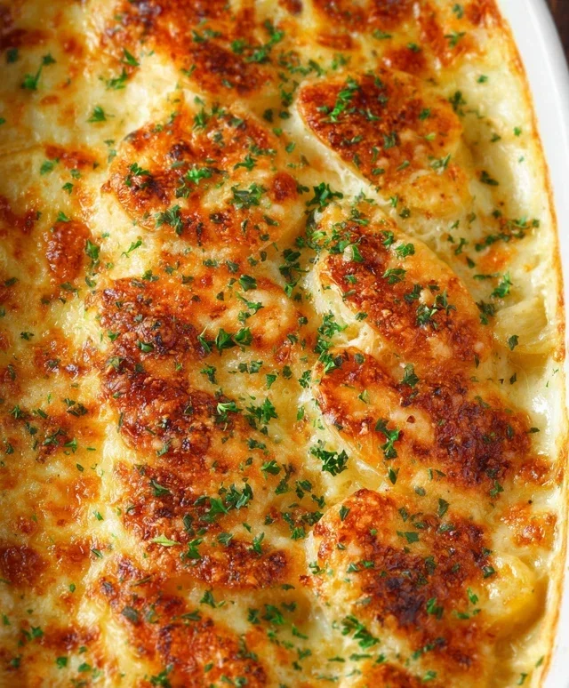Roasted Garlic Potatoes au Gratin