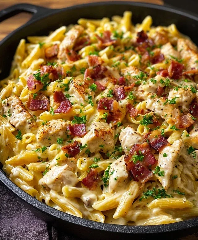 One-Pan Creamy Ranch Beef Beef Bacon Chicken Pasta