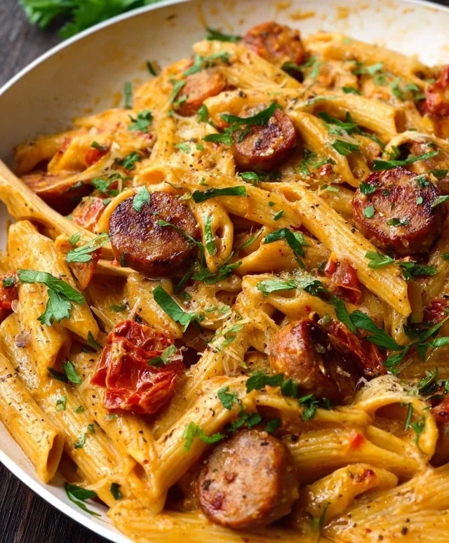 One Pot Creamy Cajun Sausage Pasta (30-Minutes)
