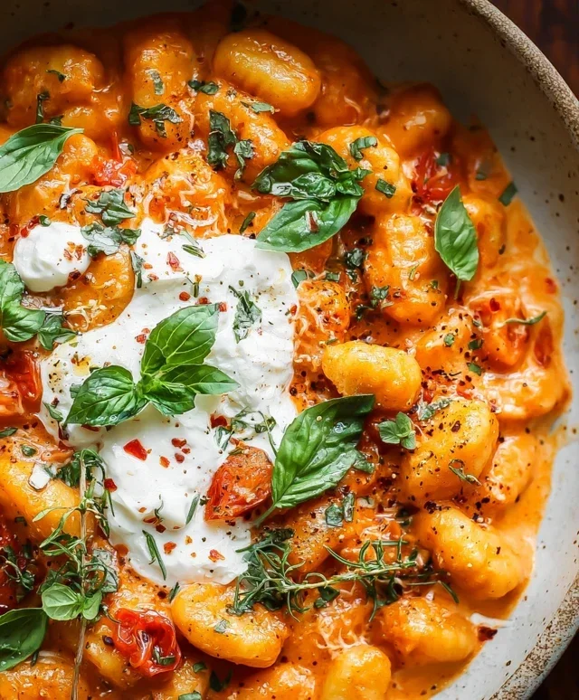 30 Minute Creamy Tomato Gnocchi with Burrata