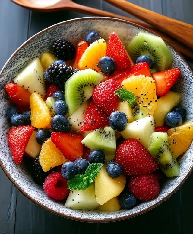 Fruit Salad with Honey-Lime Poppy Seed Dressing