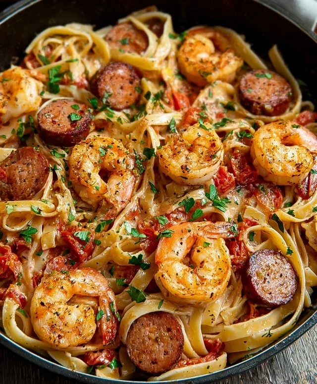 Creamy Cajun Shrimp Pasta with Sausage
