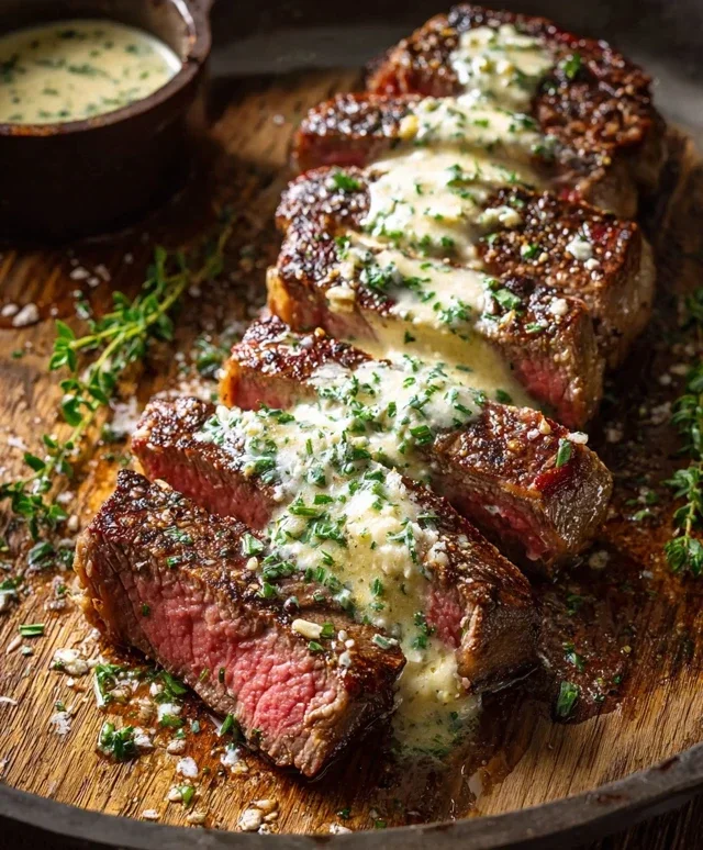 Garlic Butter Steak With Parmesan Cream Sauce