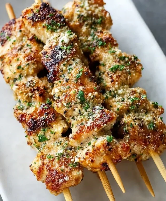 Ranch Garlic Parmesan Chicken Skewers