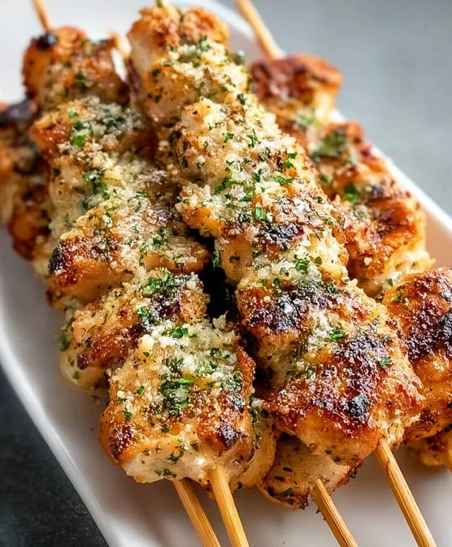 Ranch Garlic Parmesan Chicken Skewers
