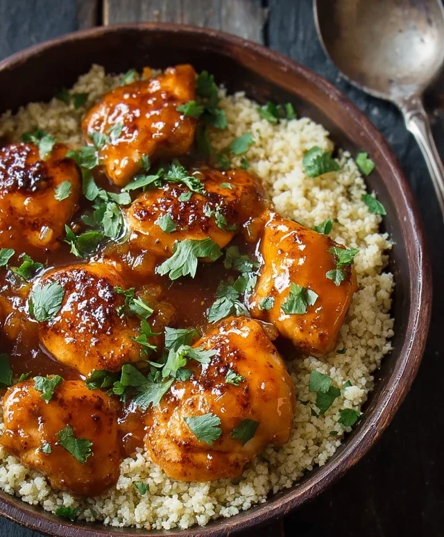Sweet and Sticky 3 Ingredient Apricot Chicken with Cauliflower Rice