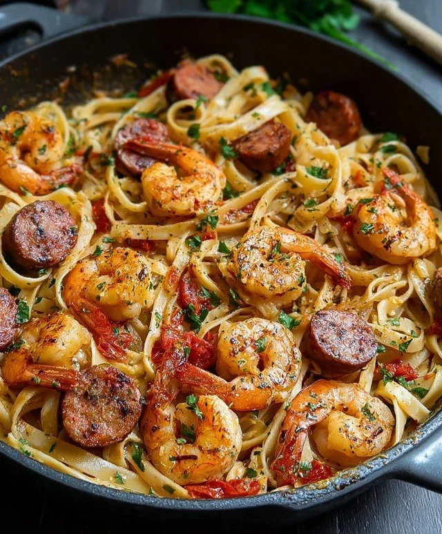 Creamy Cajun Shrimp Pasta with Sausage