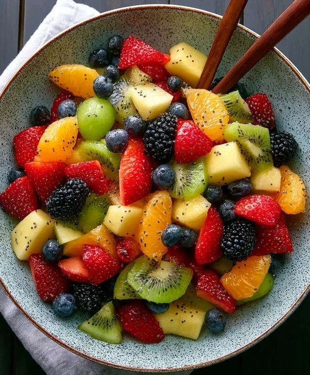 Fruit Salad with Honey-Lime Poppy Seed Dressing