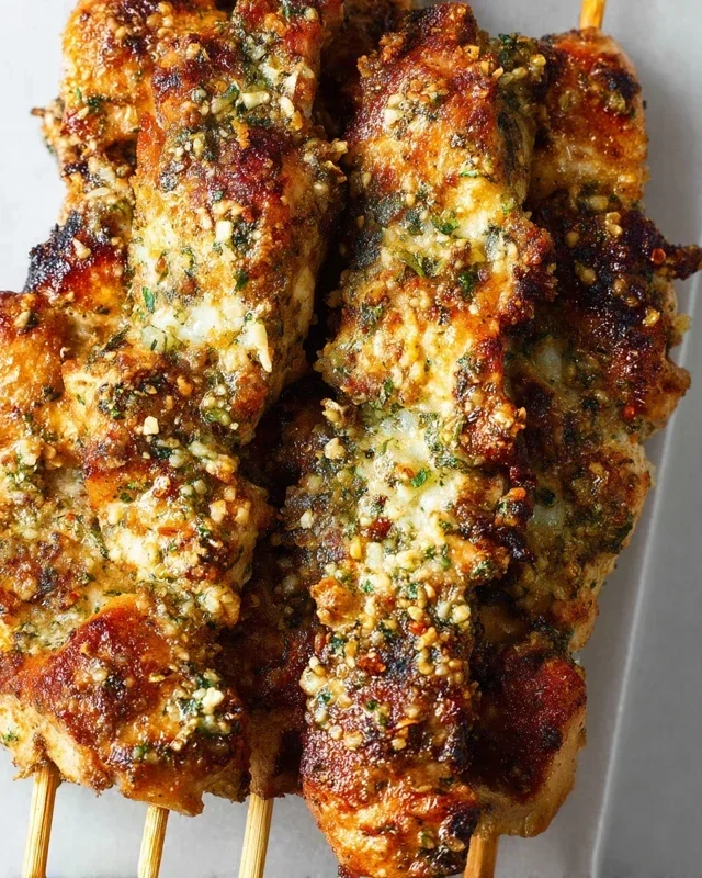 Ranch Garlic Parmesan Chicken Skewers