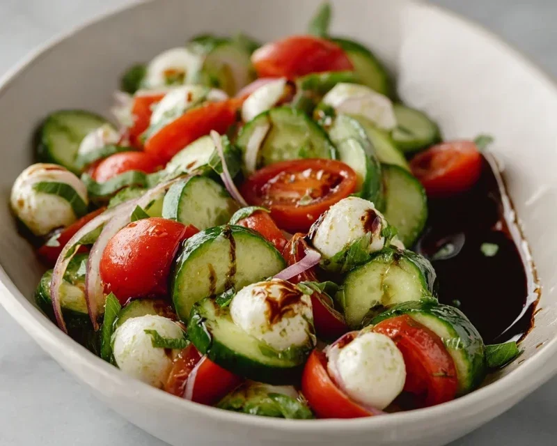 Fresh Cucumber Caprese Salad
