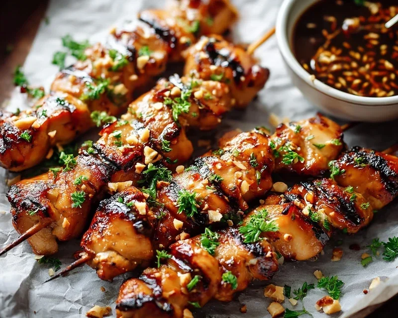 Easy Grilled Asian Chicken Skewers with Honey Garlic Sauce
