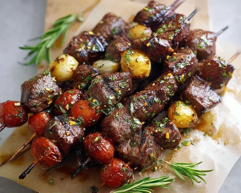 Rosemary Garlic Steak Kebabs
