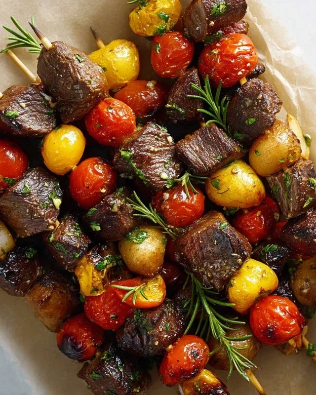 Rosemary Garlic Steak Kebabs