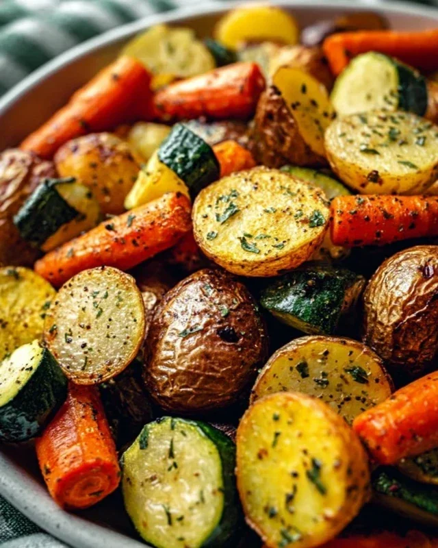 Garlic Herb Roasted Potatoes Carrots and Zucchini