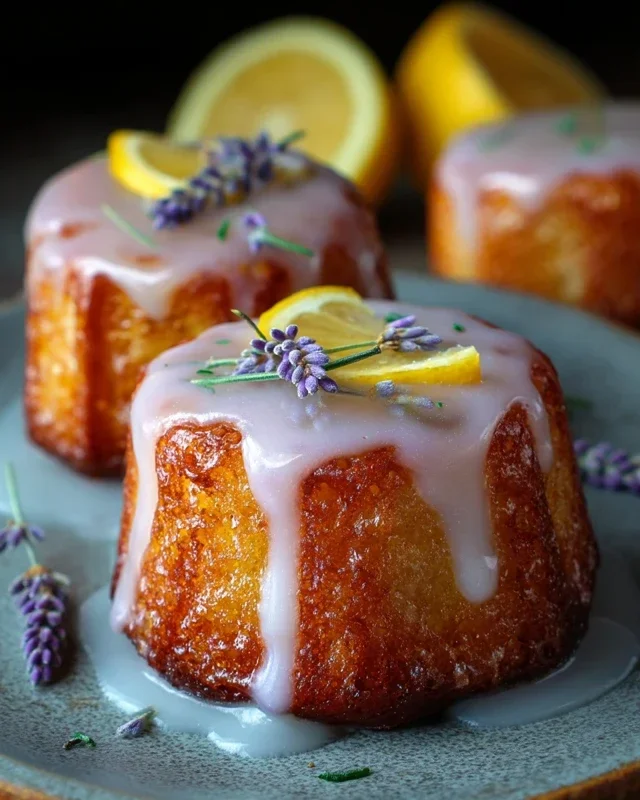 Mini Lemon Cakes With Lavender Glaze