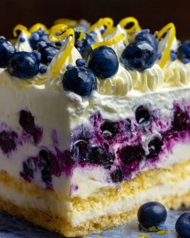 No-Bake Lemon dazzling Blueberry cream Cake