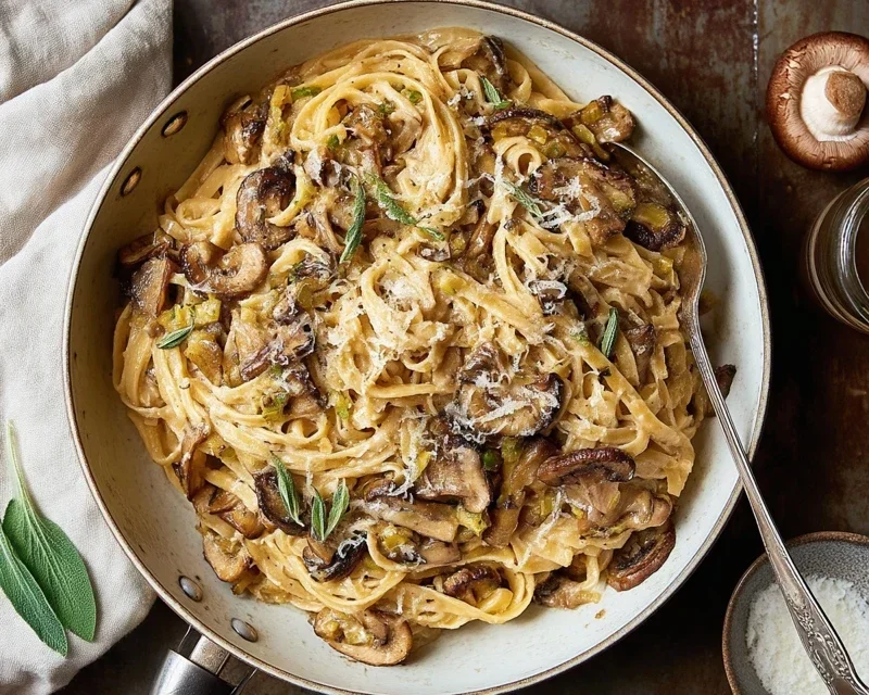 Caramelized Leek and Mushroom Gruyere Pasta