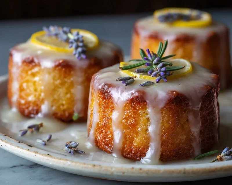 Mini Lemon Cakes With Lavender Glaze