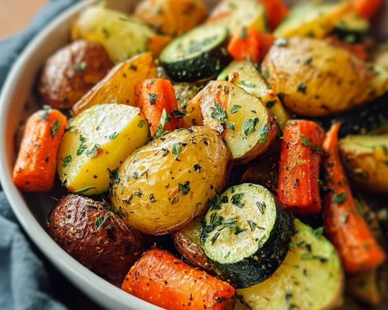 Garlic Herb Roasted Potatoes Carrots and Zucchini