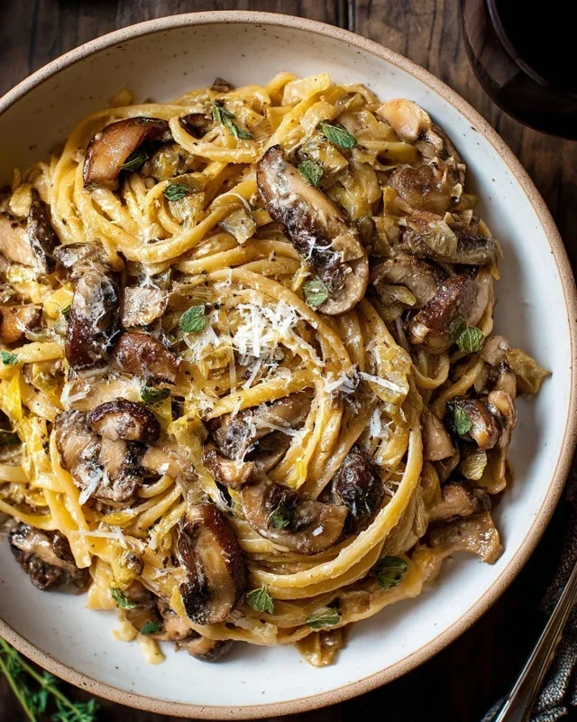 Caramelized Leek and Mushroom Gruyere Pasta