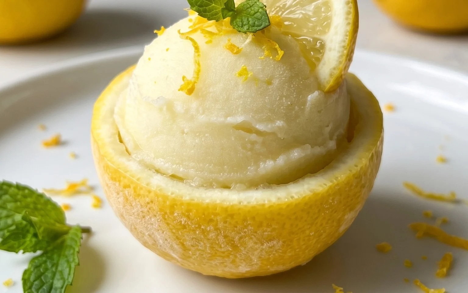 Sorbetto di Limone Dressed Up in a Frozen Lemon Shell