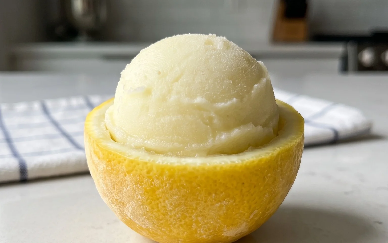 Sorbetto di Limone Dressed Up in a Frozen Lemon Shell