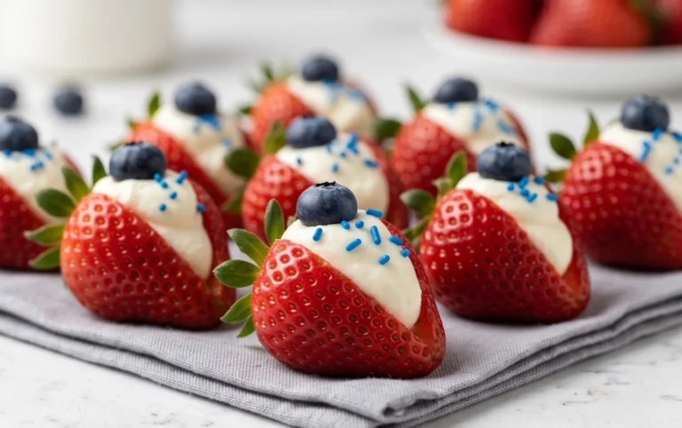 Red, White, and Blue Cheesecake Strawberries