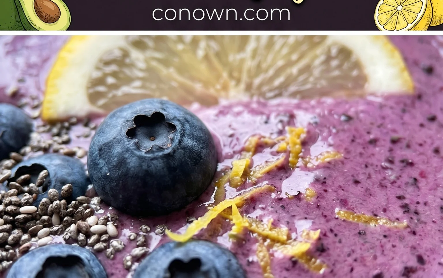 Blueberry Avocado Smoothie With Lemon & Yogurt
