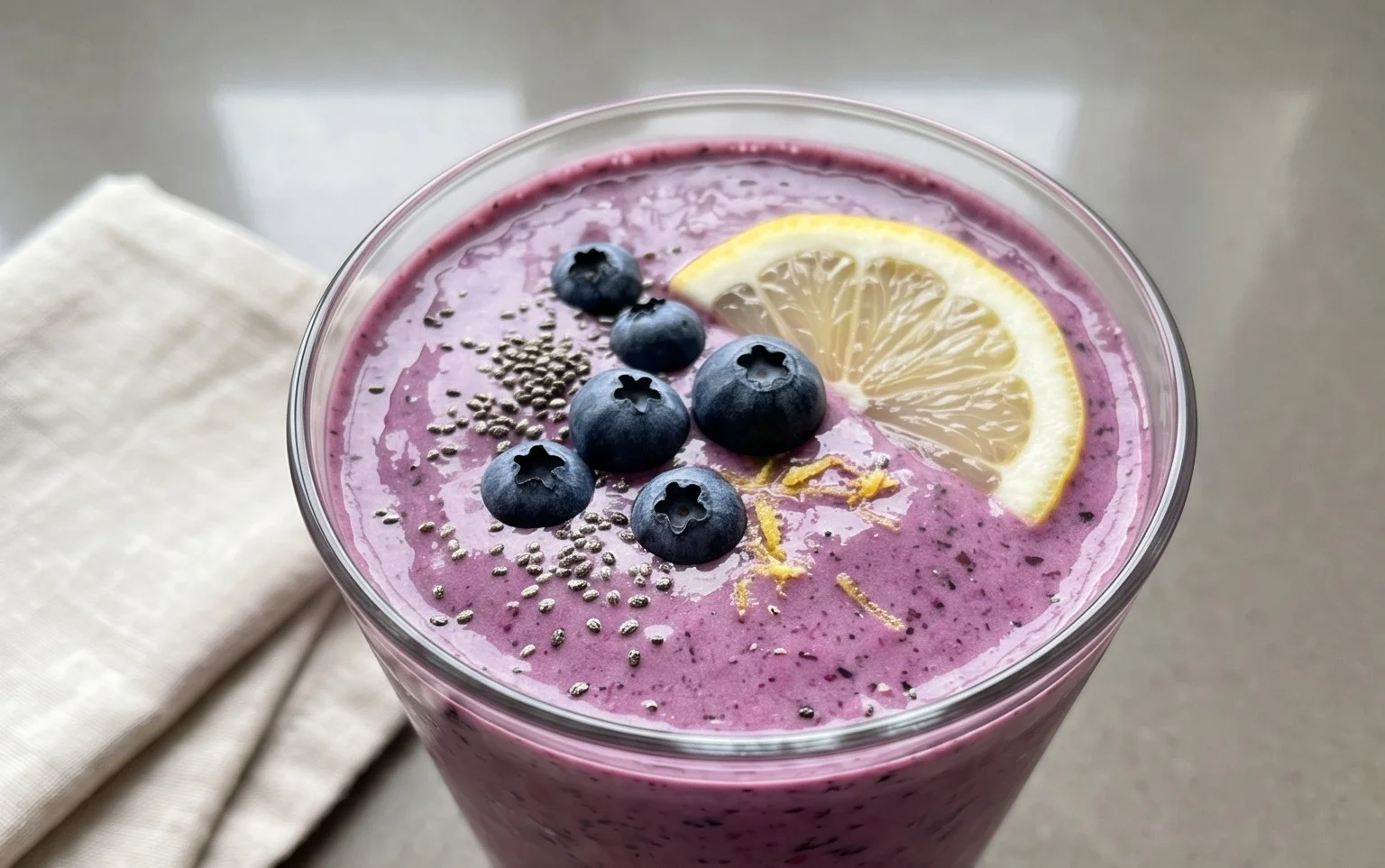 Blueberry Avocado Smoothie With Lemon & Yogurt