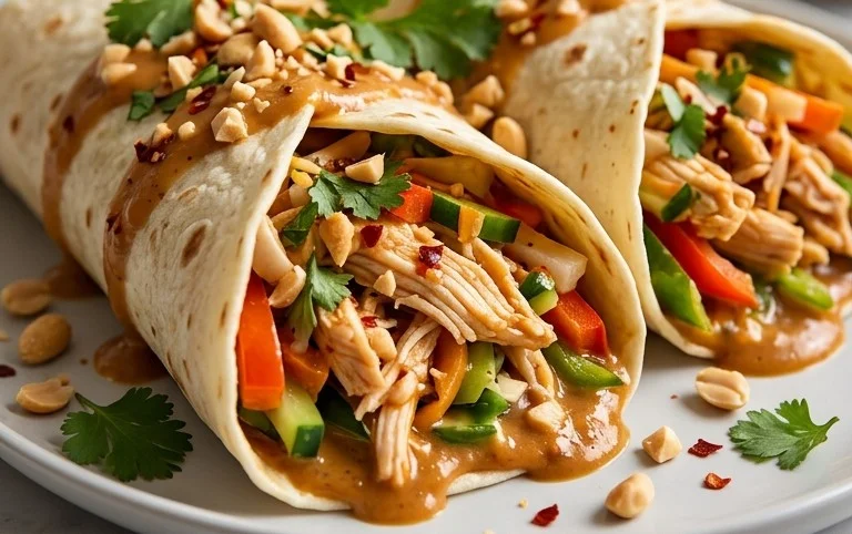 Thai Peanut Chicken Wraps